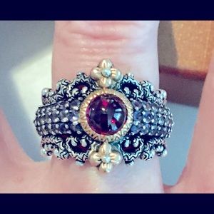 Barbara Bixby Rhodolite Garnet/Iolite 18k Rose gold Sterling Silver Ring